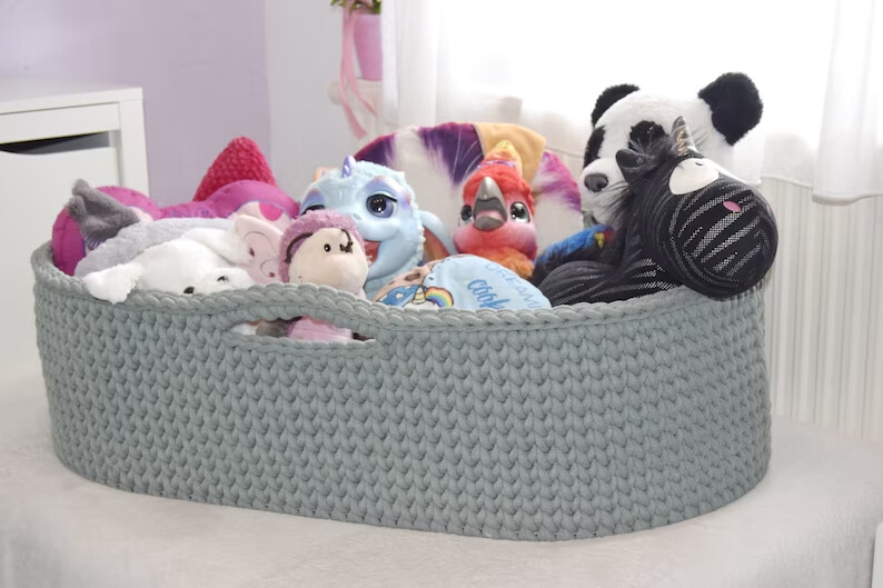 Handgehäkeltes Baby-Moseskörbchen – Größen L &amp; XXL für JUMBO Bobbiny, nachhaltig &amp; stabil