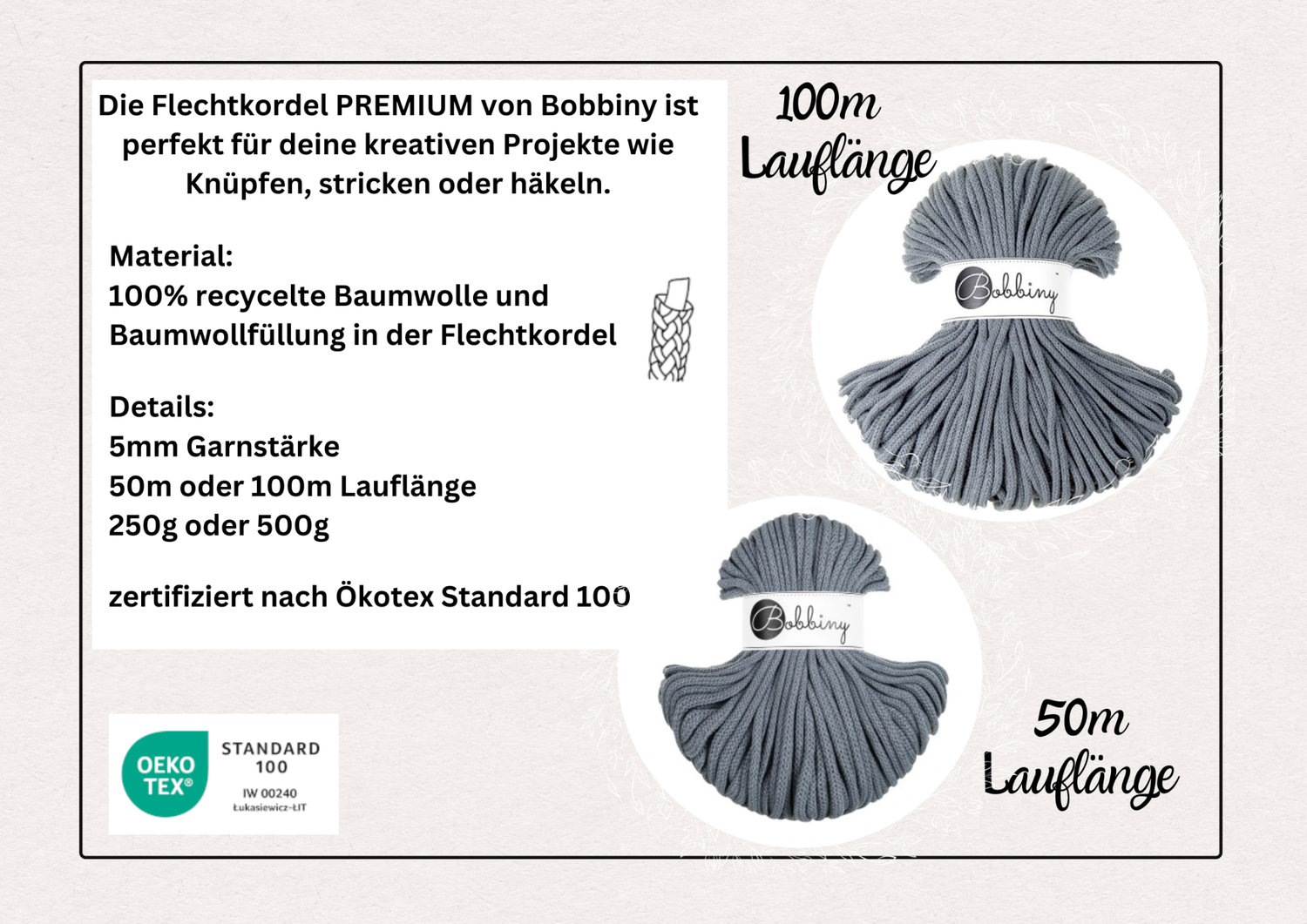 Bobbiny Premium 5mm classic red, perfekt zum Häkeln für stabile Körbchen