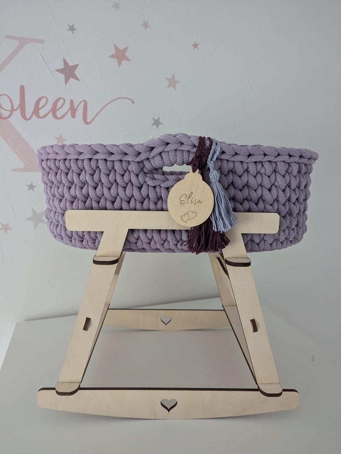 DIY  Puppenmoseskörbchen MADITA  in Wunschfarbe Moseskorb Puppenmoseskorb