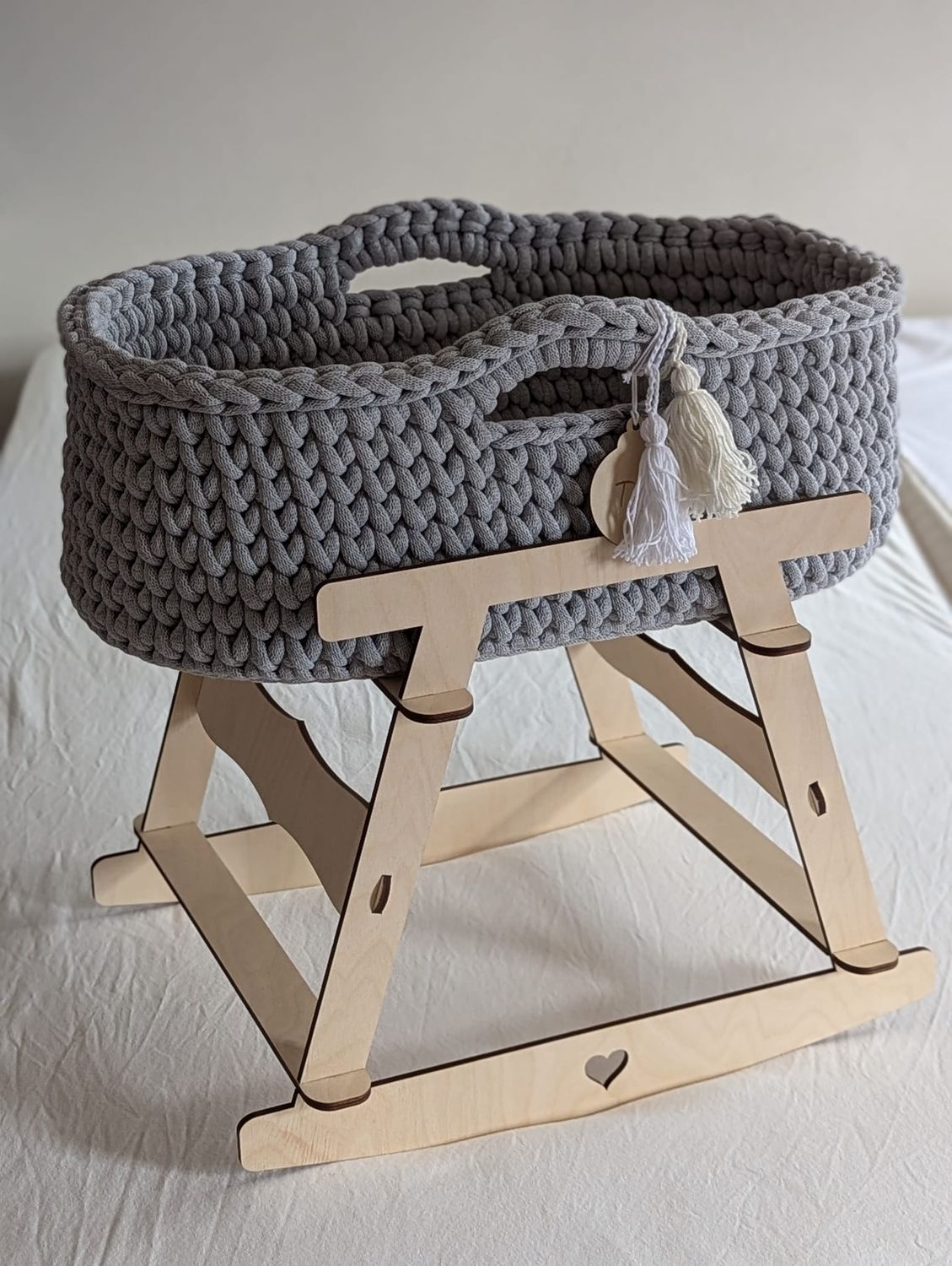 DIY  Puppenmoseskörbchen MADITA  in Wunschfarbe Moseskorb Puppenmoseskorb