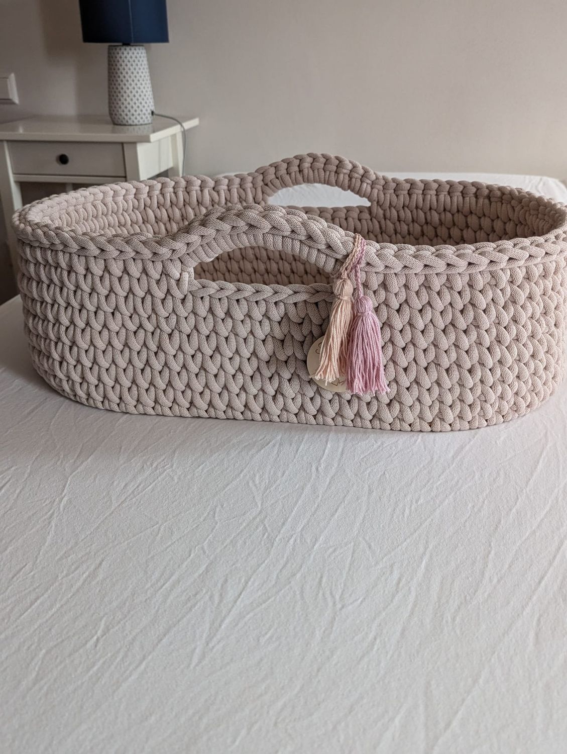 DIY  Puppenmoseskörbchen MADITA  in Wunschfarbe Moseskorb Puppenmoseskorb