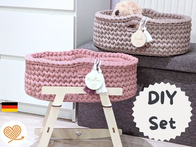 DIY  Puppenmoseskörbchen MADITA  in Wunschfarbe Moseskorb Puppenmoseskorb