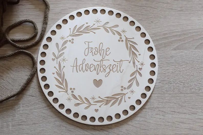 FROHE ADVENTSZEIT,  Holzböden mit Motiv, Rund in allen Größen