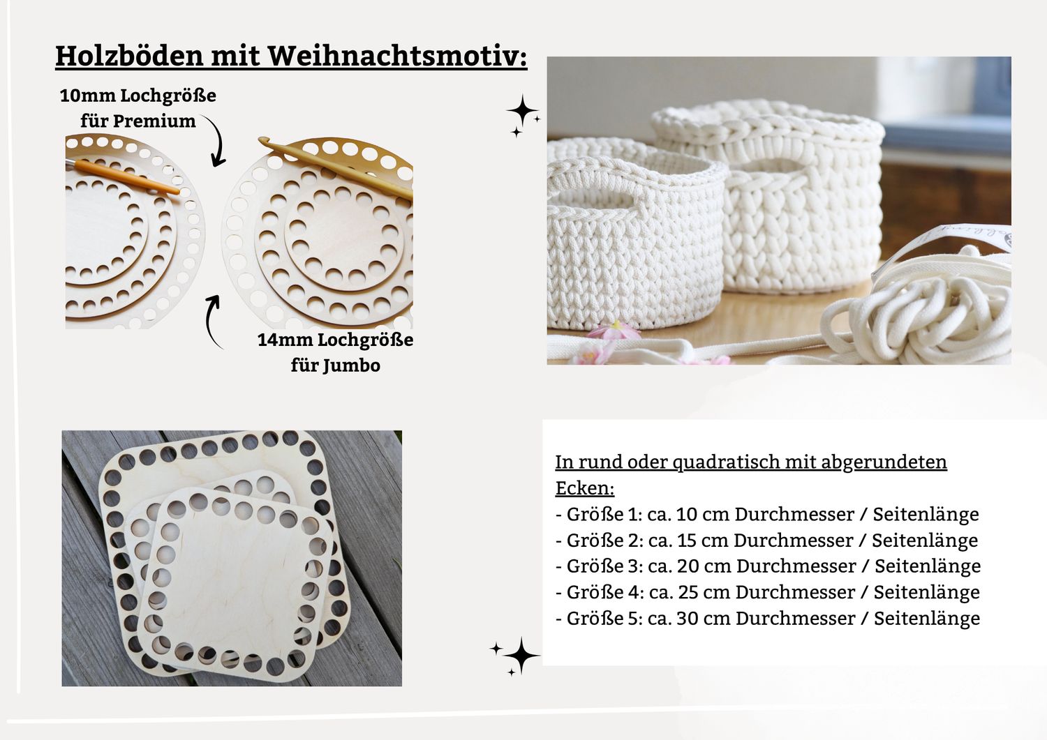 WEIHNACHTS KAFFEE,  Holzböden mit Motiv, Rund in allen Größen und Lochgrößen