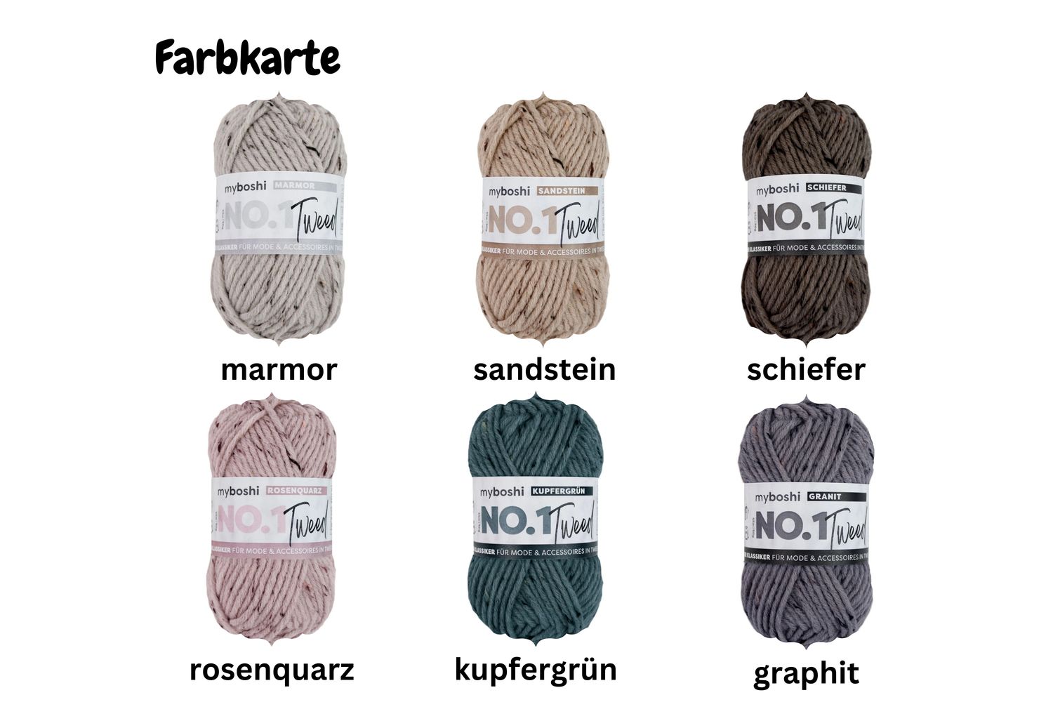 NO.1 Tweed in 6 Farben, 50g = 55m im melierten Tweed-Look