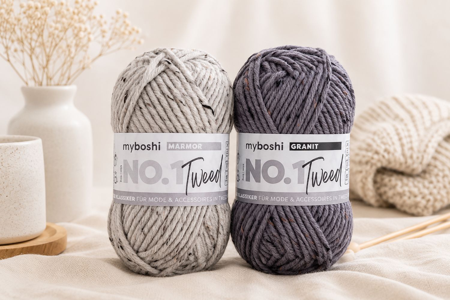 NO.1 Tweed in 6 Farben, 50g = 55m im melierten Tweed-Look
