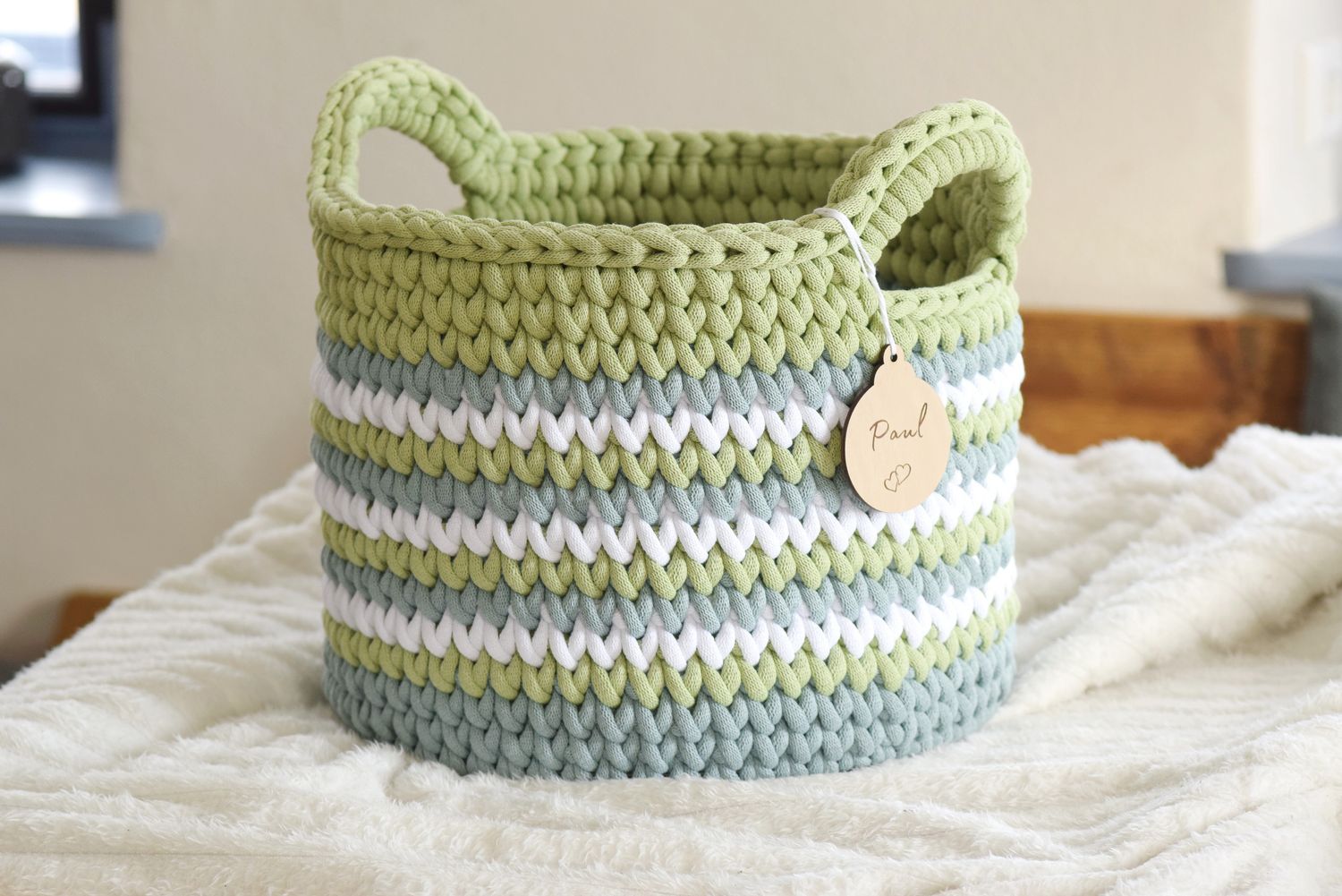 Aufbewahrungskorb HEDI, von Hand gehäkelt