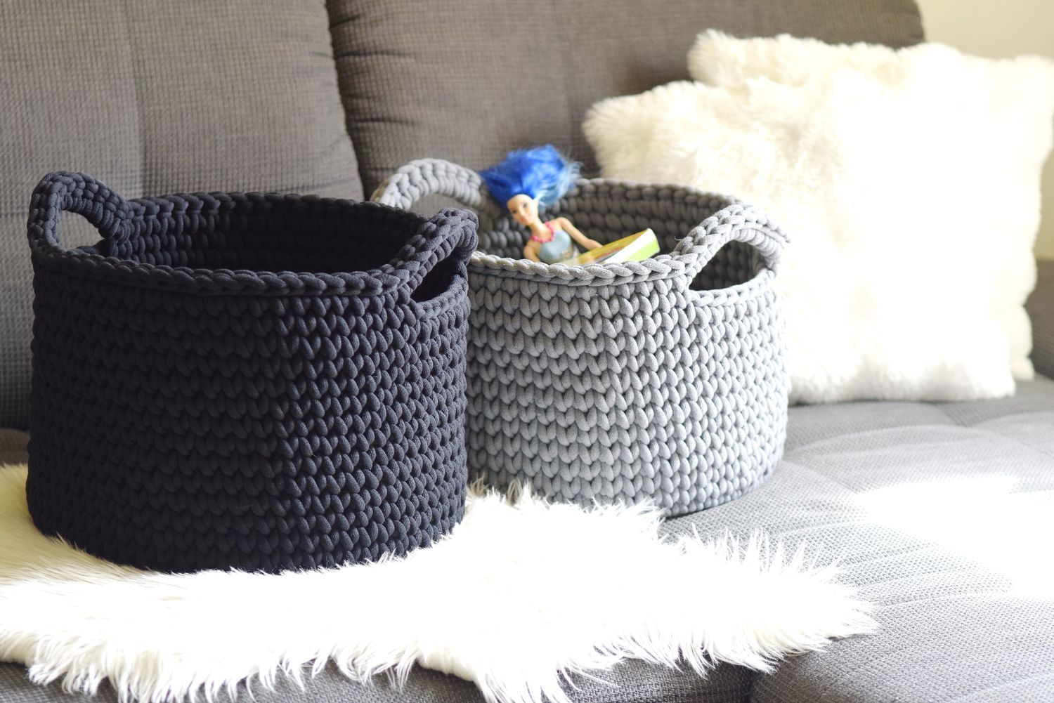 Aufbewahrungskorb HEDI, von Hand gehäkelt