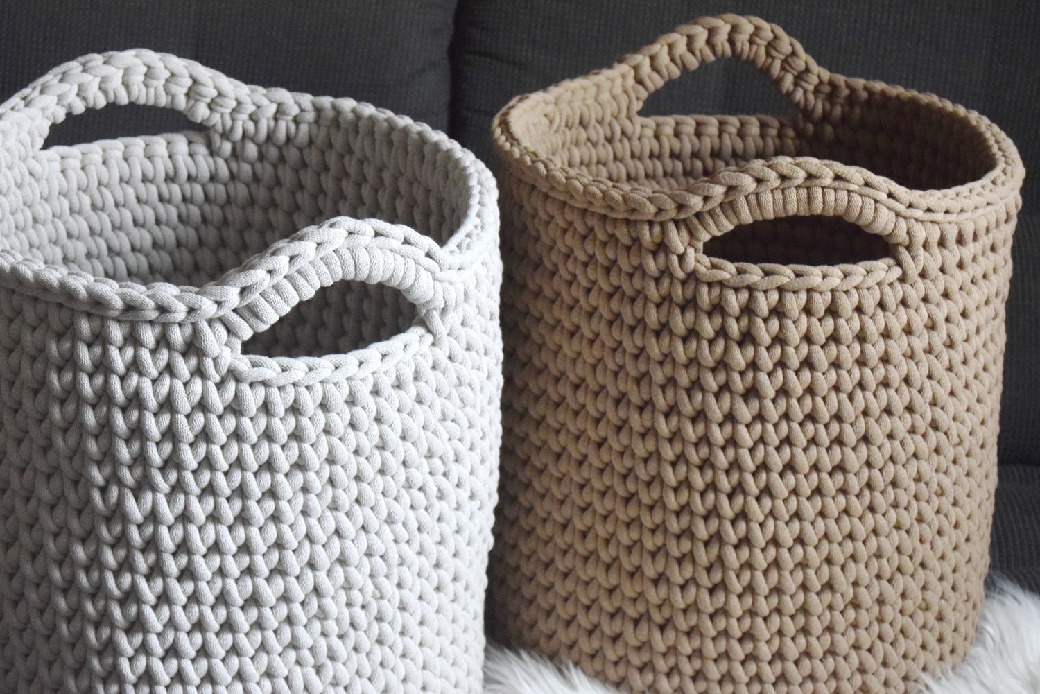 Aufbewahrungskorb HEDI, von Hand gehäkelt