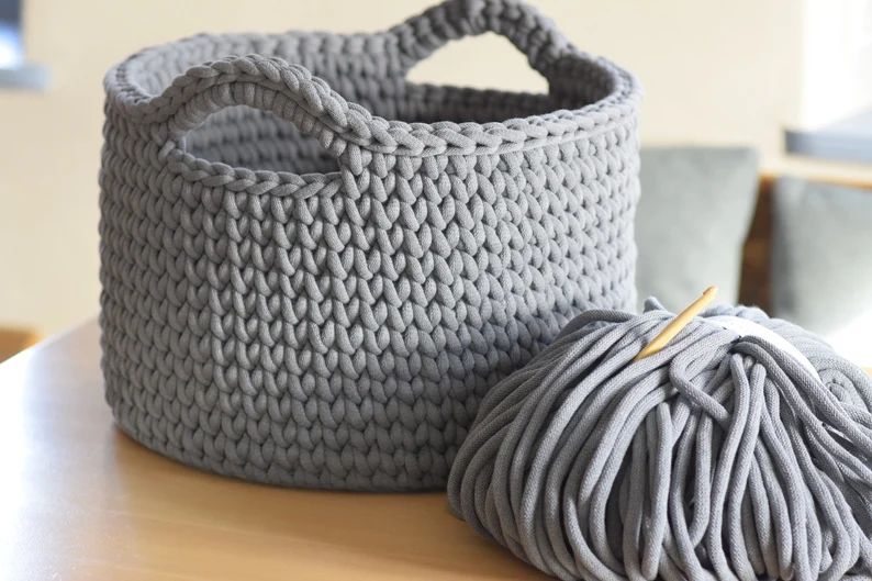 Aufbewahrungskorb HEDI, von Hand gehäkelt