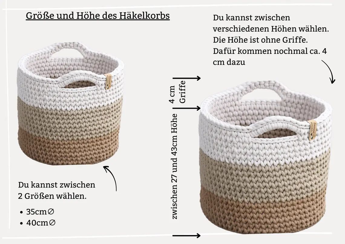 Aufbewahrungskorb HEDI mit Korblabel "wash me", von Hand gehäkelt