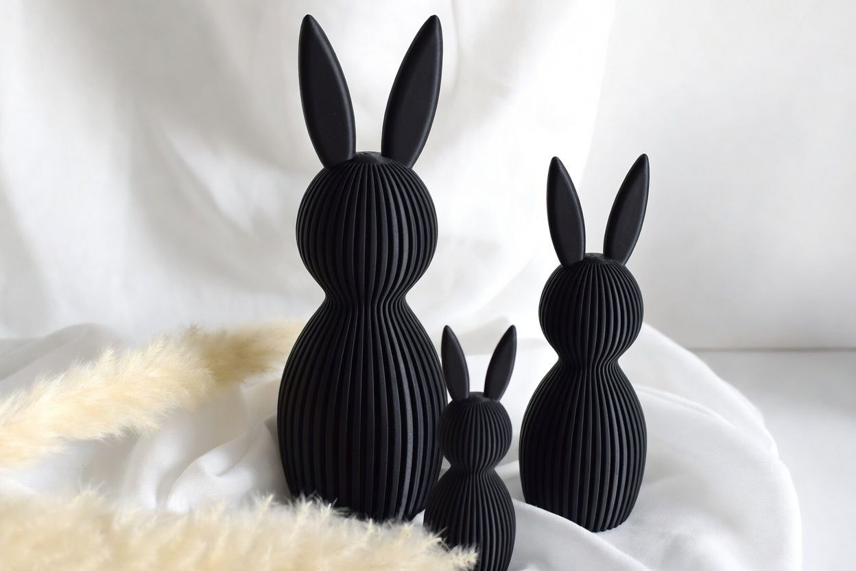 Minimalistische Osterhasen-Familie – Dunkelgrau oder Schwarz