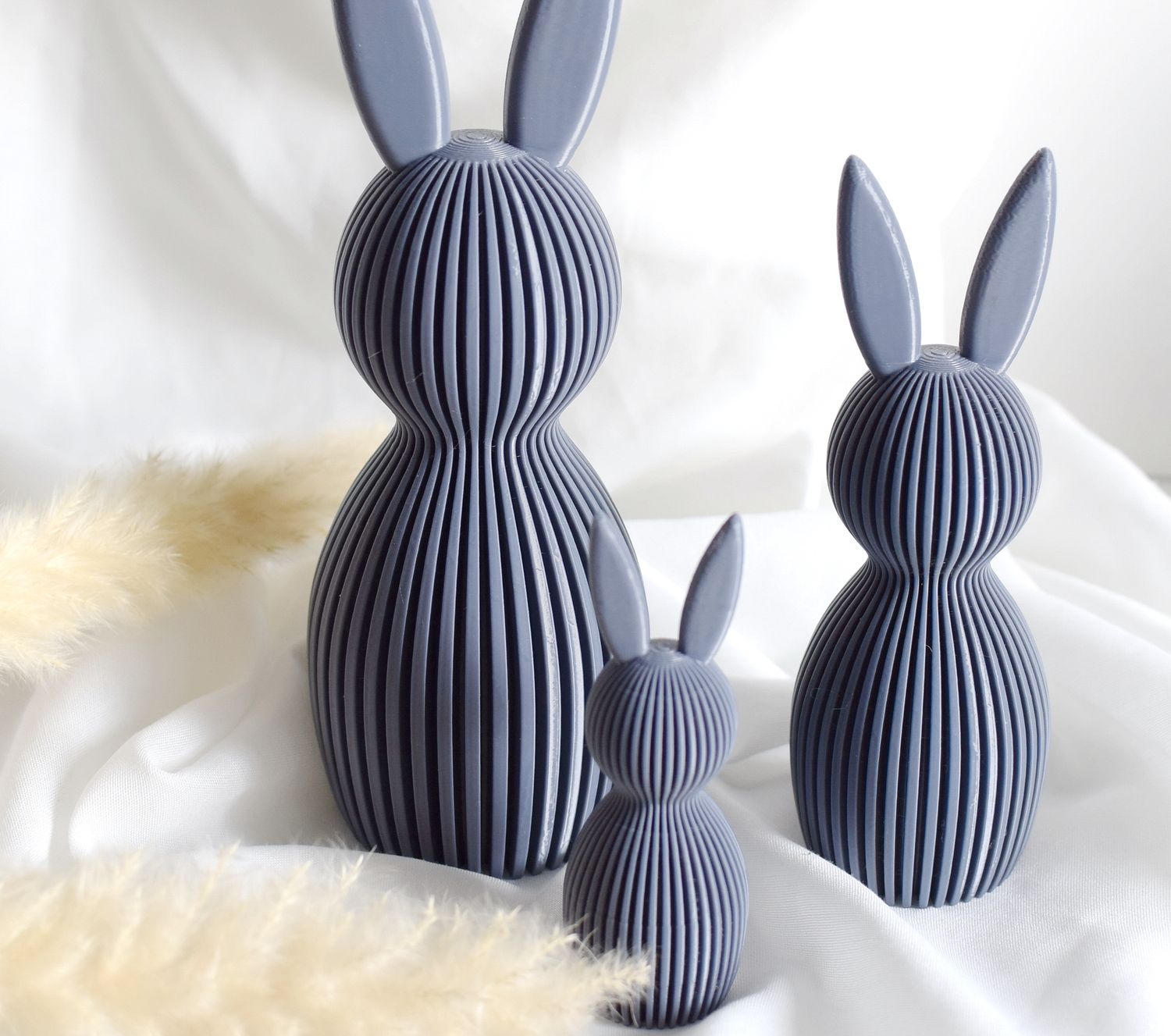 Minimalistische Osterhasen-Familie – Dunkelgrau oder Schwarz