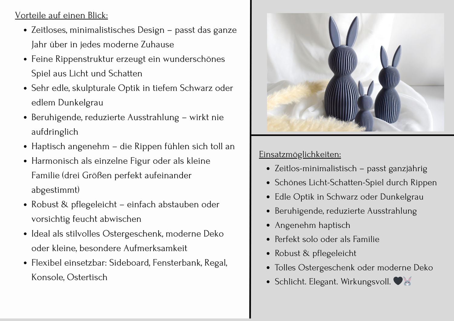 Minimalistische Osterhasen-Familie – Dunkelgrau oder Schwarz