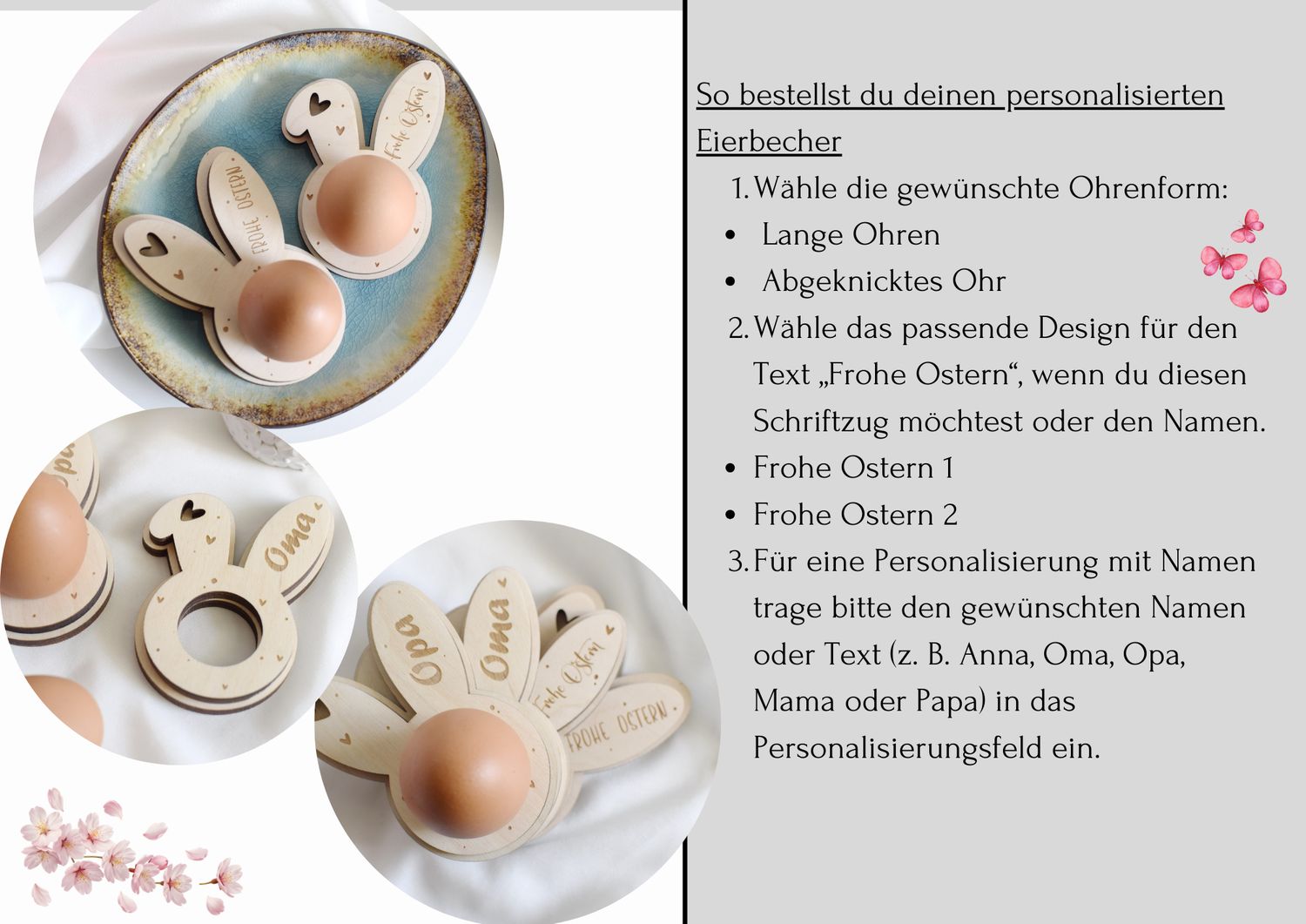 Personalisierter Eierbecher Ostern aus Holz
