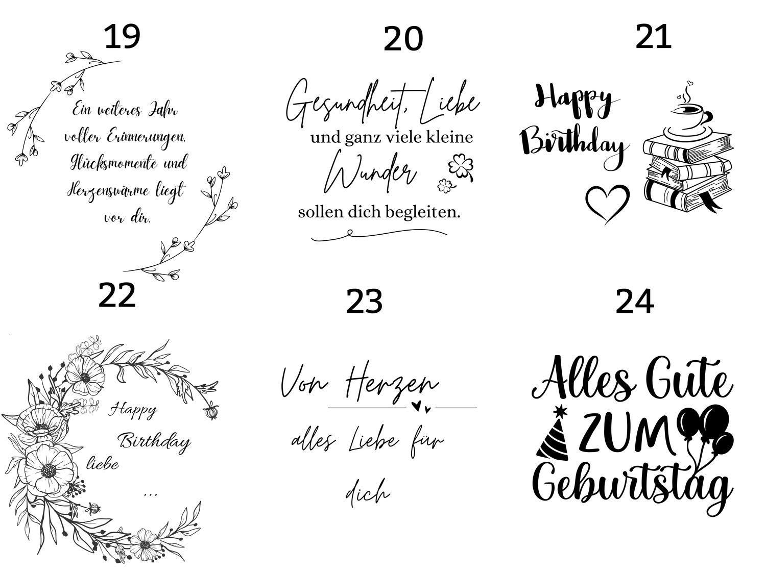 ICH WÜNSCHE DIR - GEBURTAG,  Holzböden mit Motiv, Rund in allen Größen und Lochgrößen