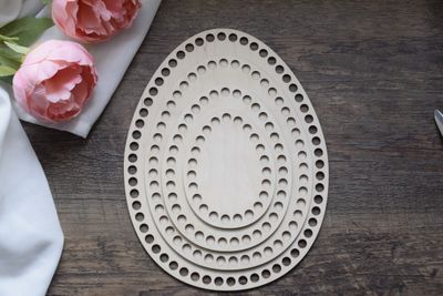 Holzboden in Ei-Form zum Häkeln – ohne Motiv