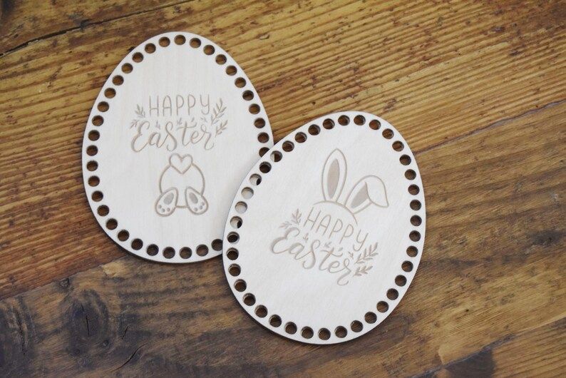 Holzboden in Ei-Form zum Häkeln – Happy Easter