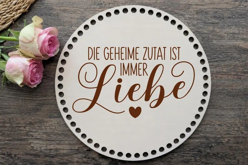 LIEBE MACHT AUS EINEM HAUS EIN ZUHAUSE,  Holzböden mit Motiv, Rund in allen Größen und Lochgrößen