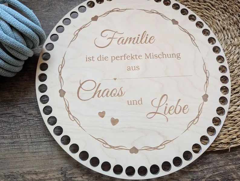 FAMILIE die perfekte Mischung,  Holzböden mit Motiv, Rund in allen Größen und Lochgrößen