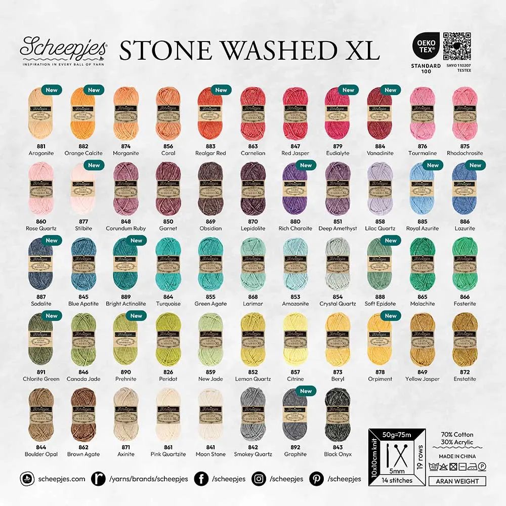 Stone Washed XL von Sheepjes, 50g Knäuel mit tollem Farbverlauf 50g / 75m LL