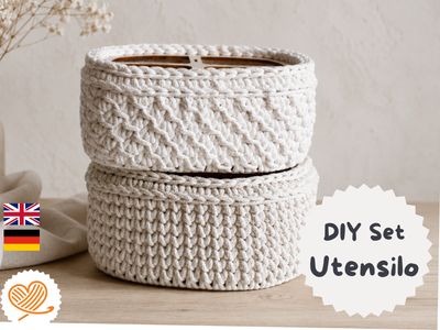 DIY Häkelset Utensilo mit 4 Fächern | Organizer mit Holzgestell