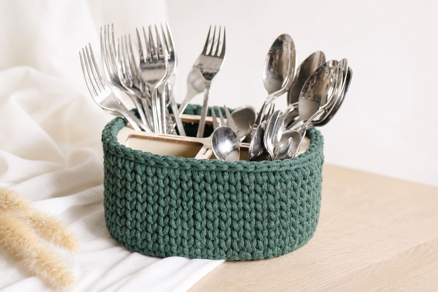 DIY Häkelset Utensilo mit 4 Fächern | Organizer mit Holzgestell