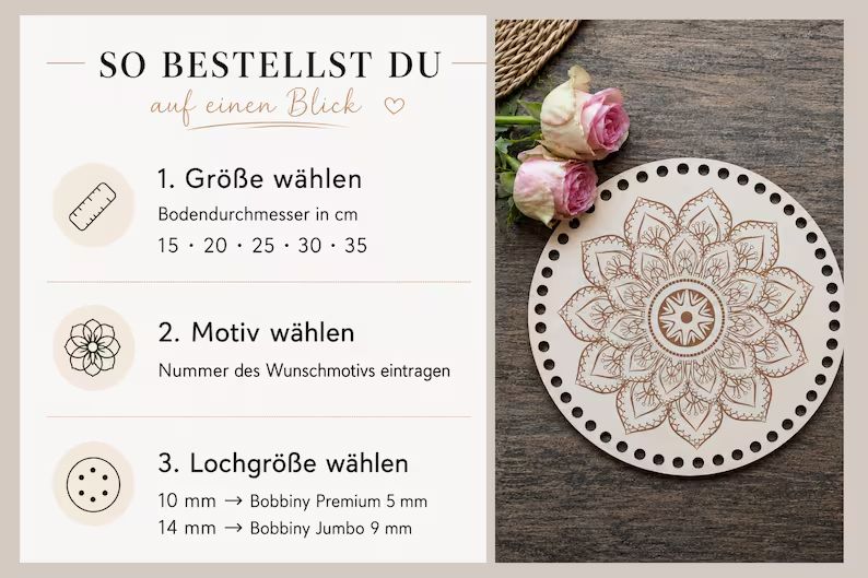 MANDALA  Holzböden mit Motiv, Rund in allen Größen