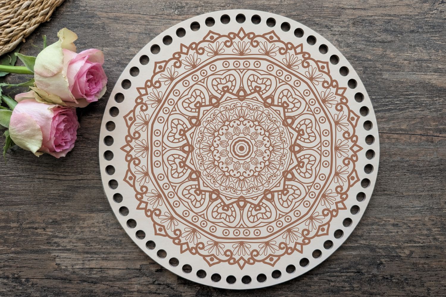 MANDALA  Holzböden mit Motiv, Rund in allen Größen