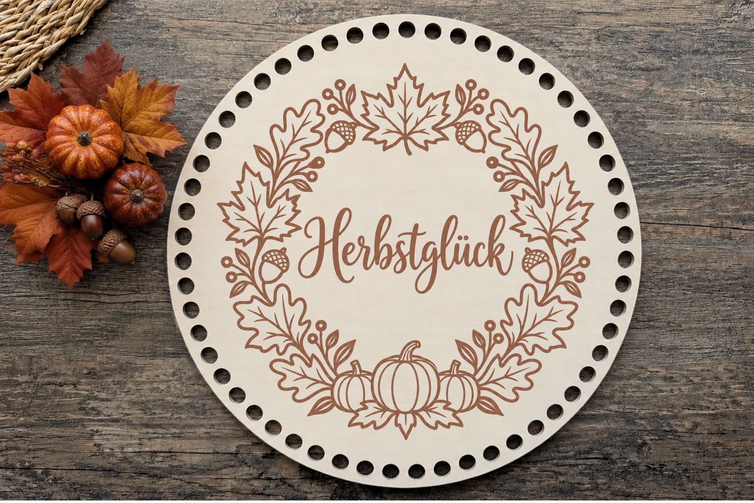 Holzboden Herbstglück🍂in 6 verschieden Größen und 2 Lochgrößen