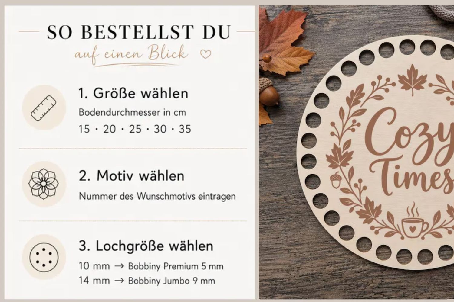 Holzboden Herbstzauber 🍂in 6 verschieden Größen und 2 Lochgrößen