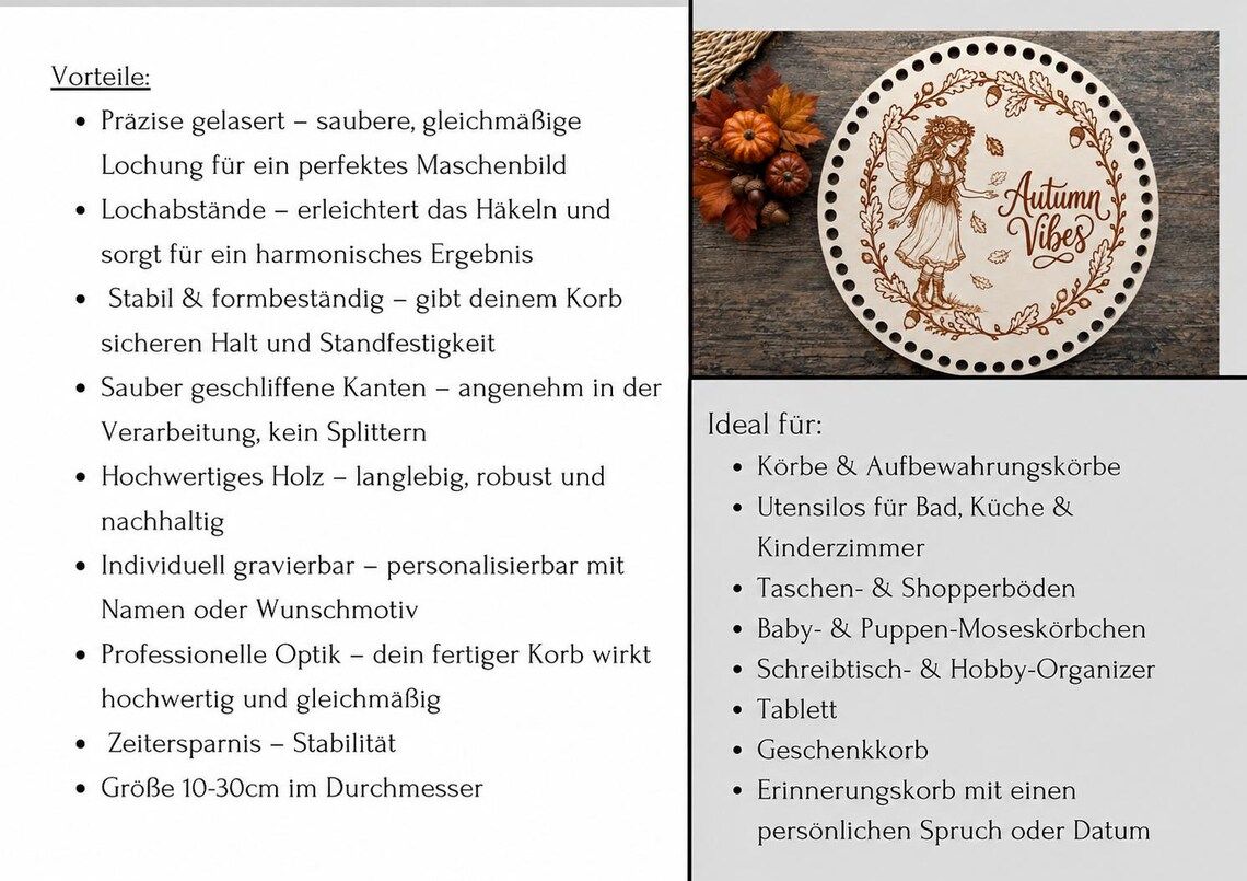 Holzboden Herbstzauber 🍂in 6 verschieden Größen und 2 Lochgrößen