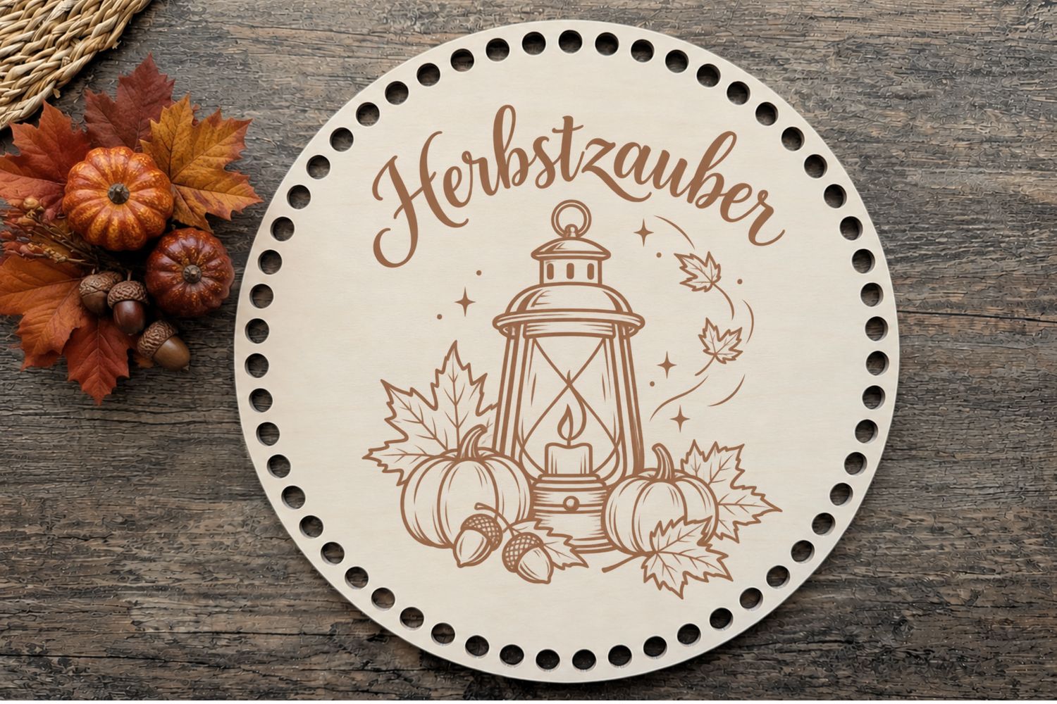 Holzboden Herbstzauber 🍂in 6 verschieden Größen und 2 Lochgrößen