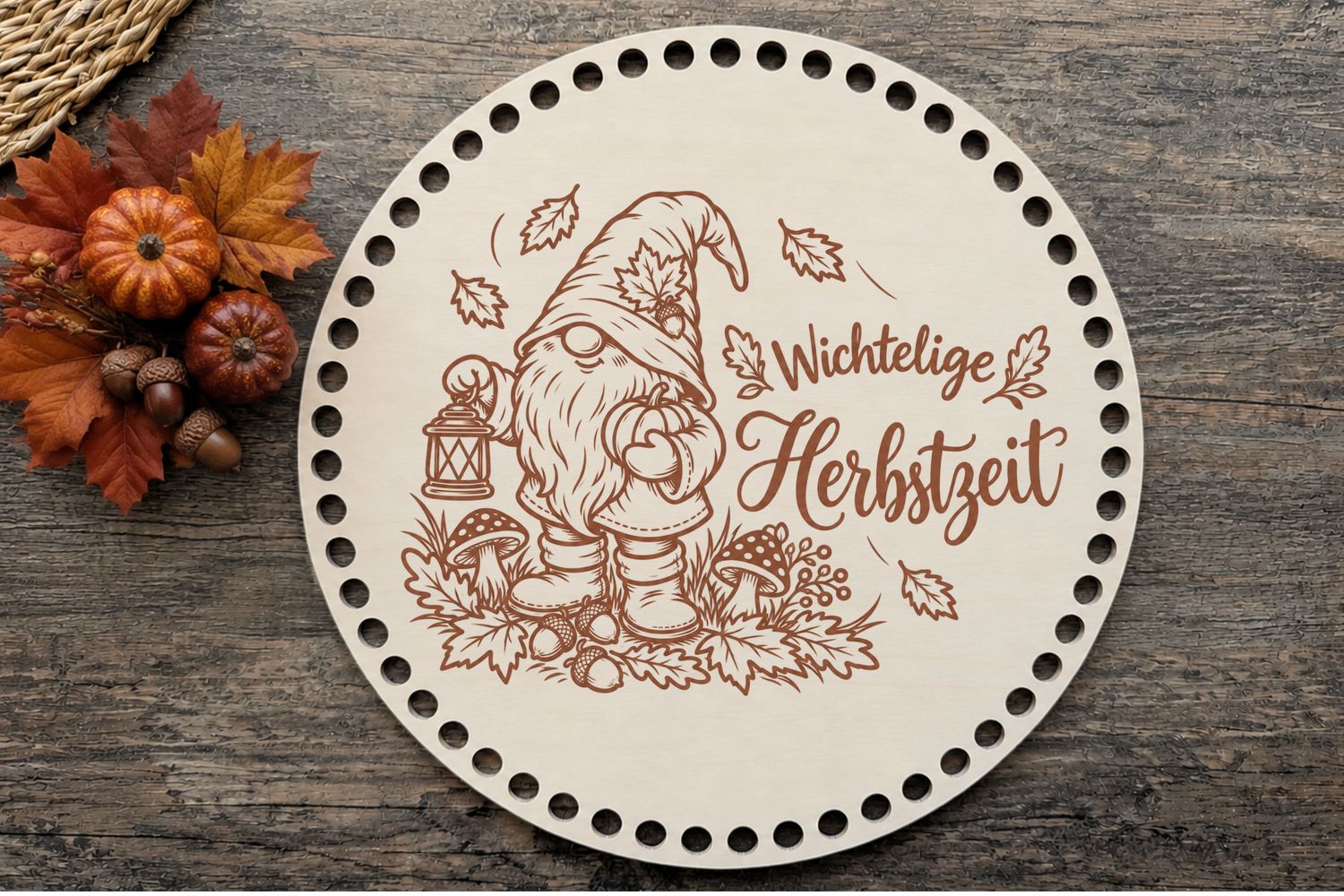 Holzboden  Wichtelige Herbstzeit 🍂in 6 verschieden Größen und 2 Lochgrößen