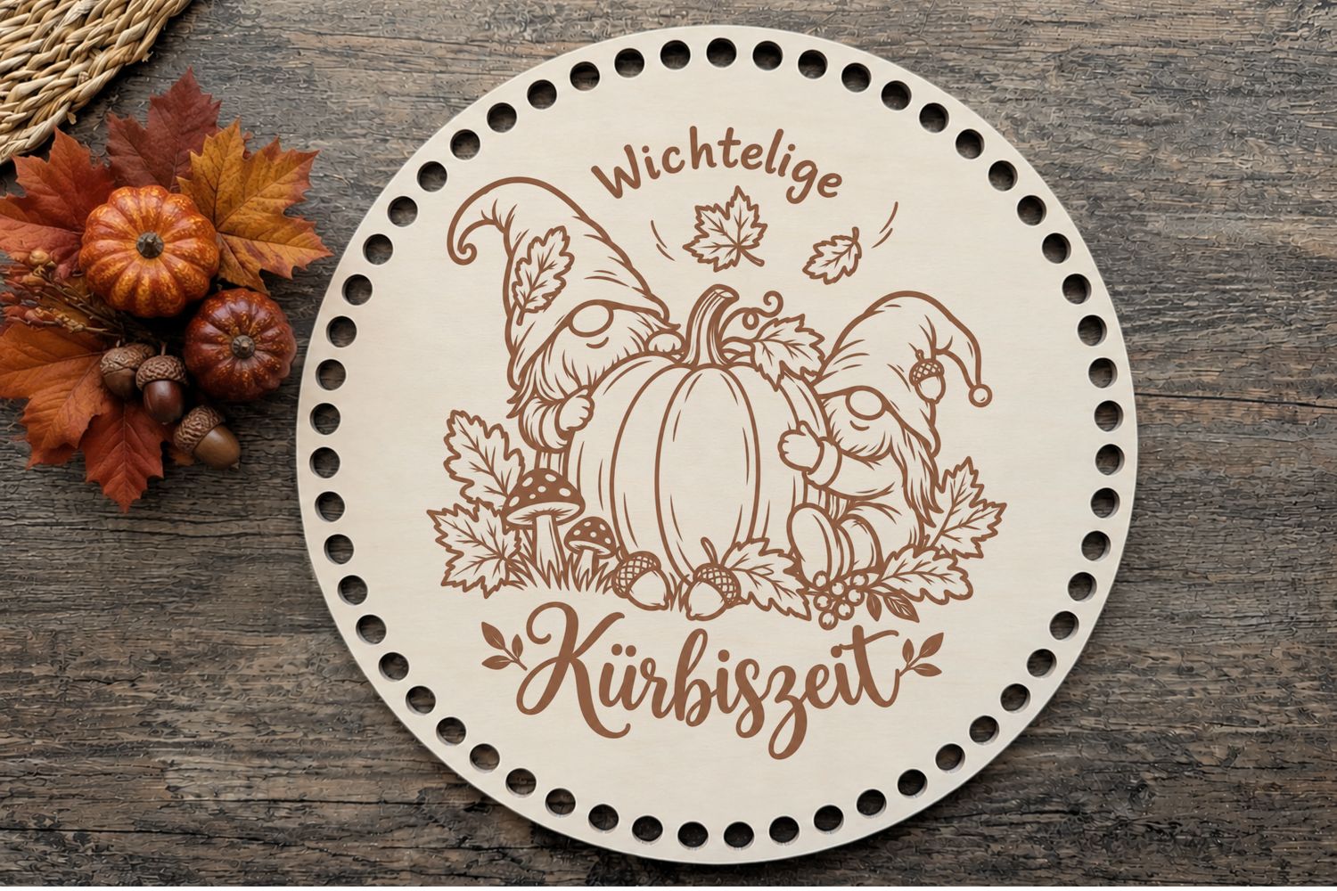 Holzboden  Wichtelige Kürbiszeit 🍂in 6 verschieden Größen und 2 Lochgrößen