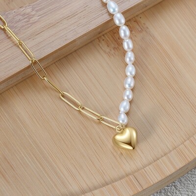 Iris Half Pearl Necklace