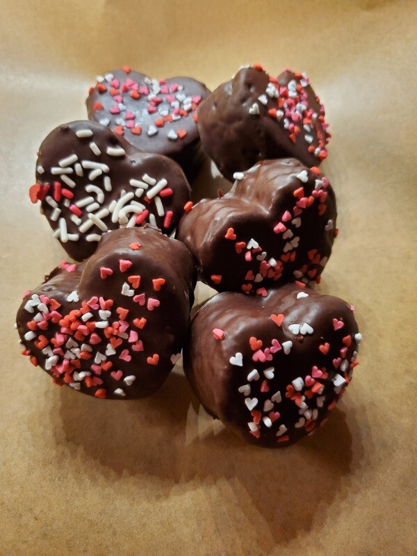 Double Chocolate Heart Brownies (3 sprinkles, 3 without)