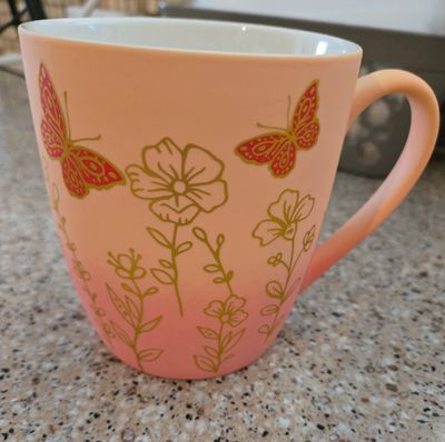 Red &amp; Gold butterfly Coffee Cup