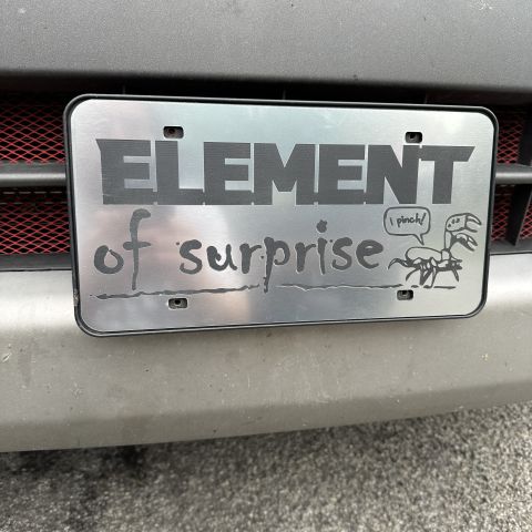 Element of Surprise - Gil the Crab - "I Pinch" - Vanity Plate