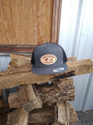 Adult Trucker Flat Billed Hat Leather Patch