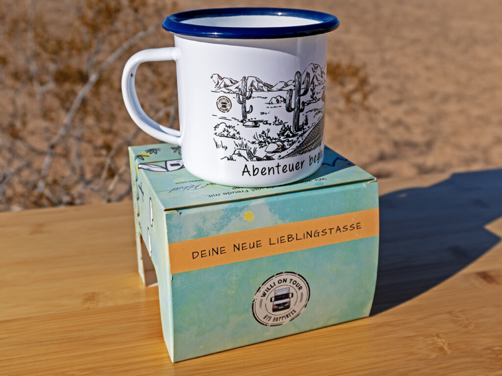 Emaille Outdoor Tasse Motiv ABENTEUER