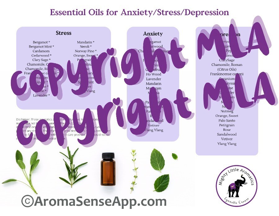 Essential Oils for Anxiety/Stress/Depression - Printable Infosheet