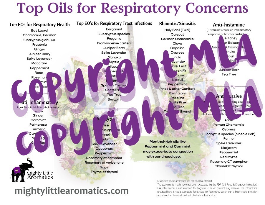 Essential Oils for Respiratory Concerns - Printable Infographic