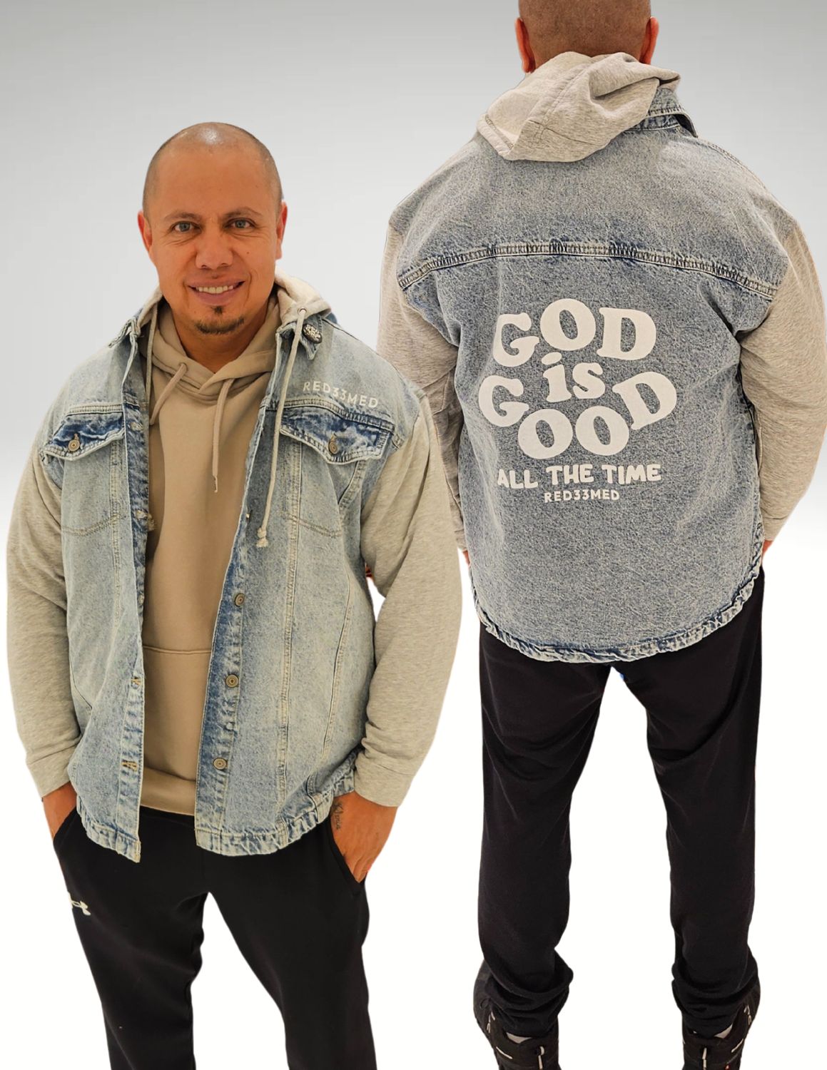 God Is Good Hooded Denim Jacket (FREE SHIPPING)