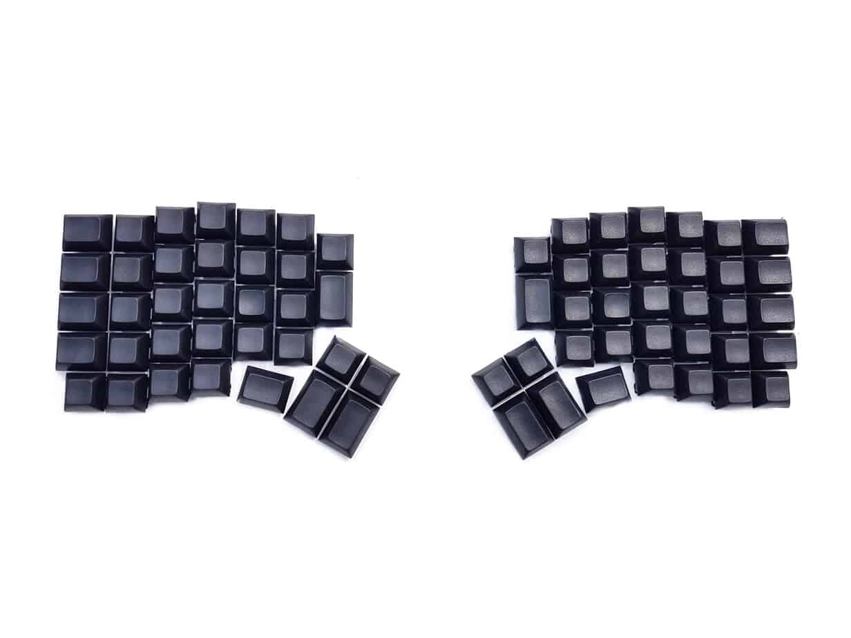 DSA KeyCaps Black Blank (left & right keyboards) REDOX (One Hand)