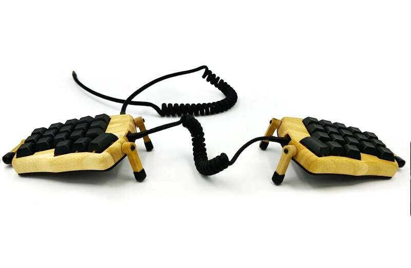 Limited Corne Mini Ergonomic Natural Bamboo Keyboard with Tilt Tent Set in shipping 24h