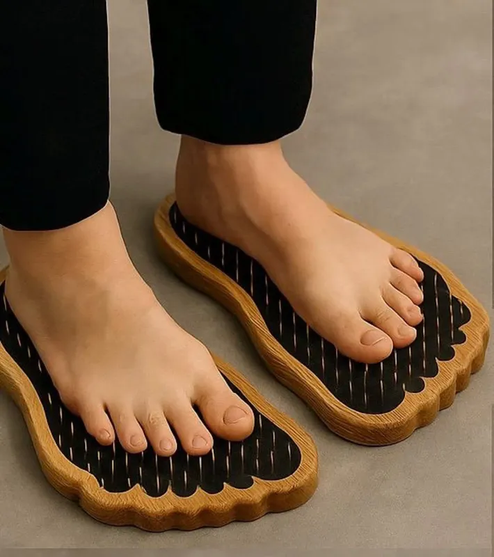 ​AKUFEET™ – Wooden Acupressure Mats for Feet | Solid Oak + Brass Nails | Natural Reflexology Tool