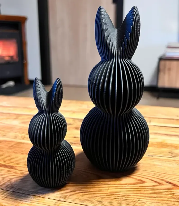 Minimalist 3D-Printed Black Rabbits