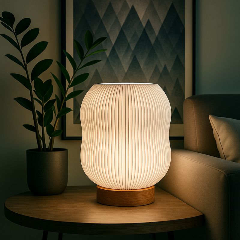 LED Lamp Harmony: DIY Kit, 3D-Printed Shade and Oak Base