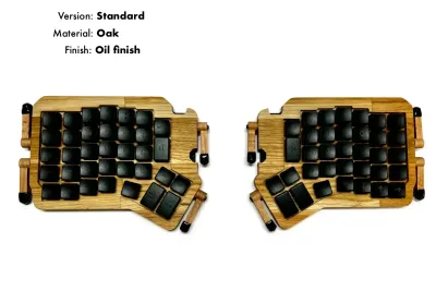 ReDOX FT Low Profile: 70 Key Split Ergonomic Keyboard on Kailh Choc, Wired or Wireless